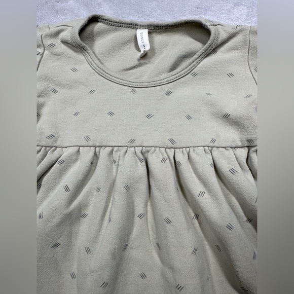 Quincy Mae 100% Organic Cotton Green Black A Line Lettuce Cuffs Dress 18-24 M - Picture 3 of 14